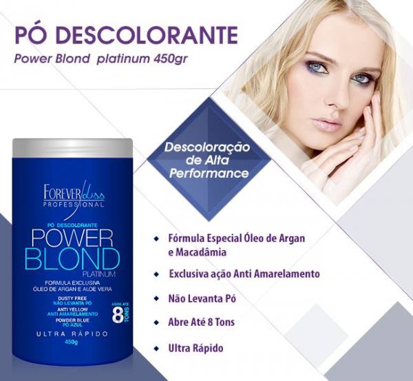 Forever Liss Power Blond Platinum Pó Descolorante Azul 450gr